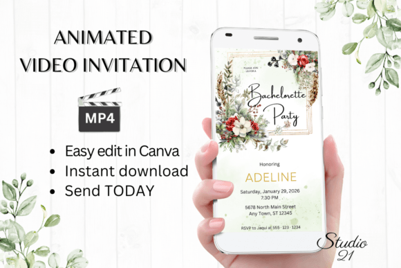 Christmas Bachelorette Party Evite W6182: Festive Fun in Minutes