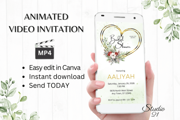 Christmas Bridal Shower Invite W4188: A Festive Digital Template