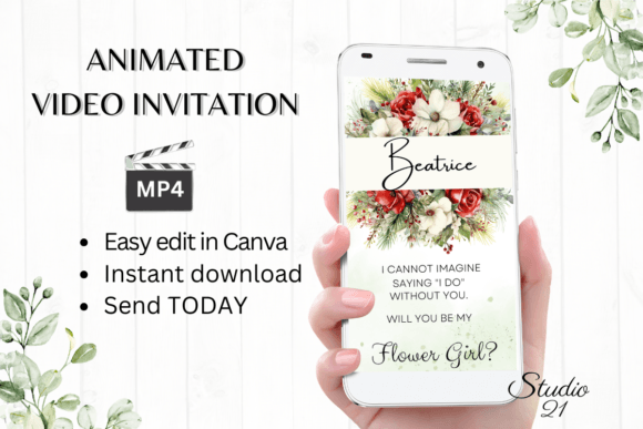 Christmas Flower Girl Proposal W3186FG: Effortless Digital Invites