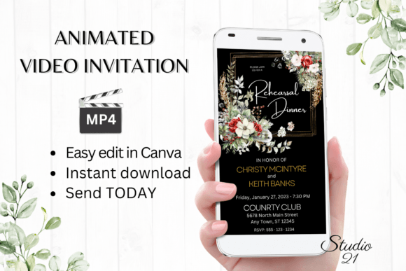 Christmas Rehearsal Dinner Invite W7183: Your Festive Design Solution