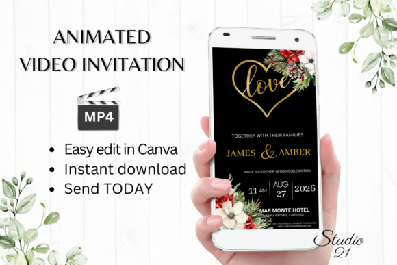 Christmas Wedding Invitation W181: Your Festive Digital Evite Solution