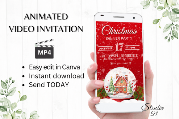 Electronic Snow Globe XMas Invitation: A Festive Digital Template