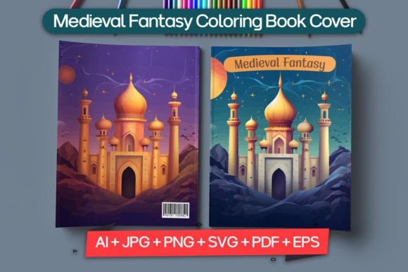 Enchanting Medieval Fantasy Coloring Book Cover Design