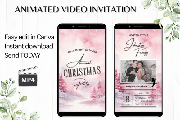 Modern Digital Christmas Invitation Template for Instant Celebration