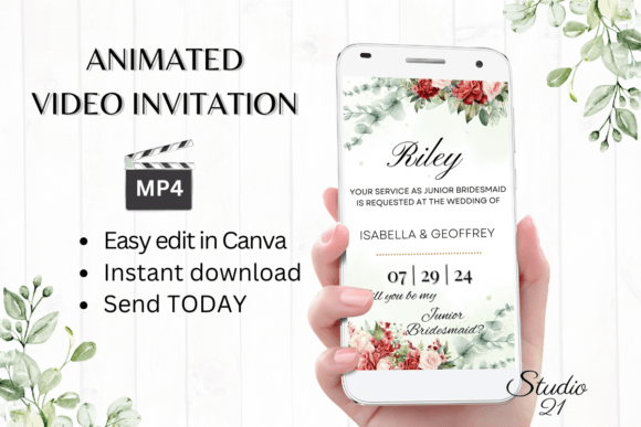Red Roses Junior Bridesmaid W3442JM: A Typeface for Digital Invitations