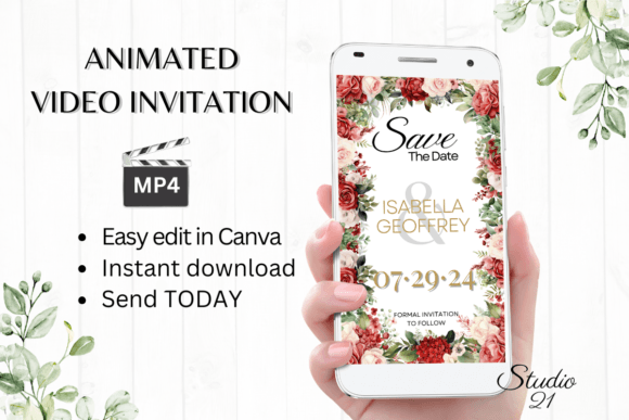 Red Roses Save the Date Invite: Elegance Meets Digital Ease