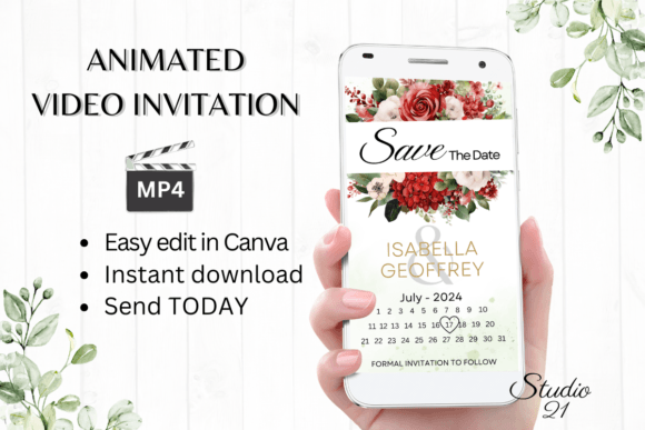 Red Roses Save the Date W2446B: Elegance in Motion